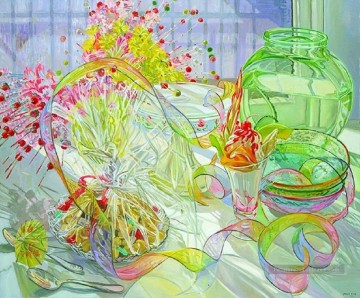 fleurs fleuries et articles en verre le réalisme encore la vie de JF Peinture à l'huile